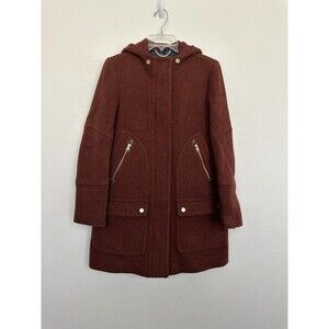 J. Crew Chateau Parka Italian Wool Stadium Cloth Coat B3901 Red Nello Gori Sz 00